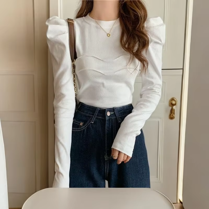Regular Sleeve Long Sleeve Breathable Eco-Friendly Women's Fashion Casual Slim Fit Design Niche Short Base Shirt French T-shirt