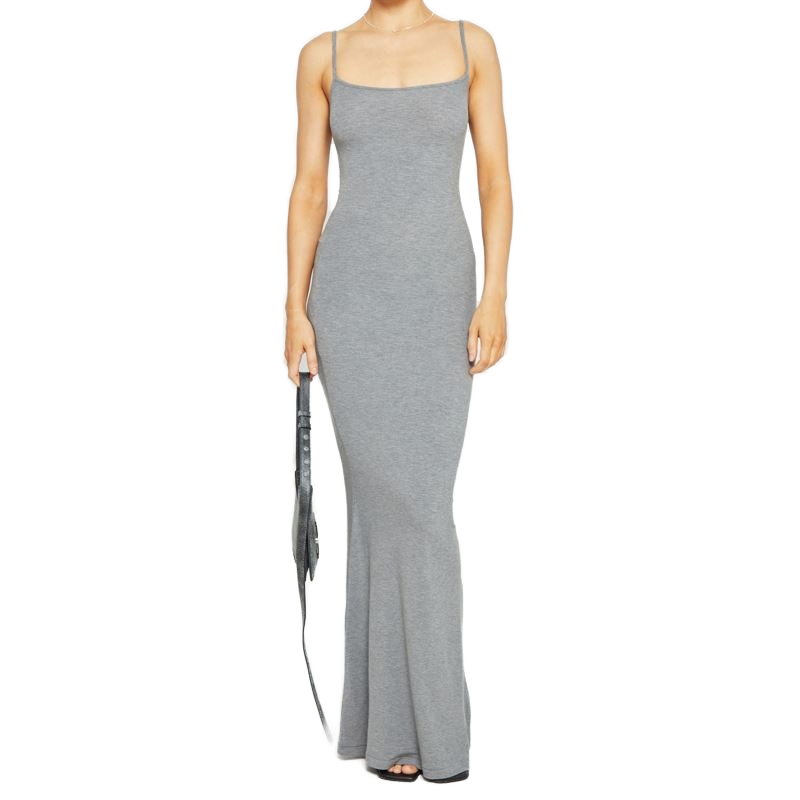Sexy Casual Chiffon Maxi Strapless Slim A-Line Solid Dress with Natural Waist Anti-static Summer