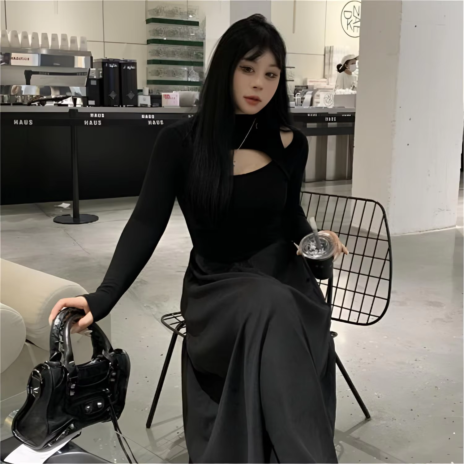 Spring Autumn Winter Women's Clothing New Slim Fit Tops Breathable Solid Washed Long Sleeve T-shirt with Hollow Bottom